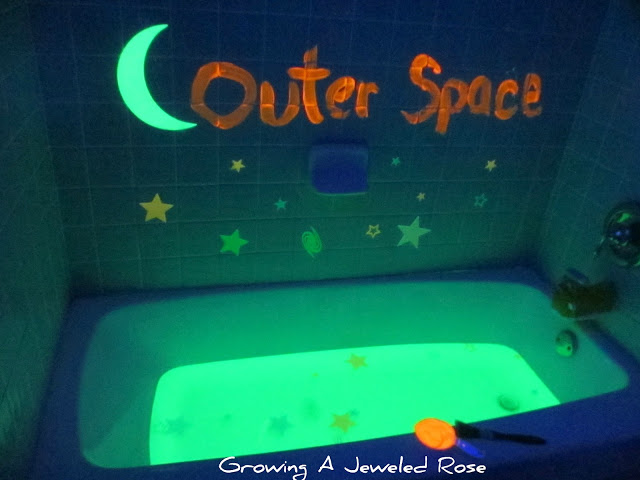 100 Things You Can Buy From the Dollar Tree and Use in Play - Perfect Nanny Match - Outer_Space_themed_glowing_bath