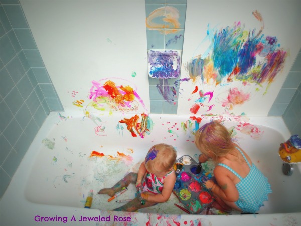 100 Things You Can Buy From the Dollar Tree and Use in Play - Perfect Nanny Match - messy_play_in_the_sink_and_bath_3