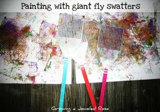 100 Things You Can Buy From the Dollar Tree and Use in Play - Perfect Nanny Match - painting_with_giant_fly_swatters